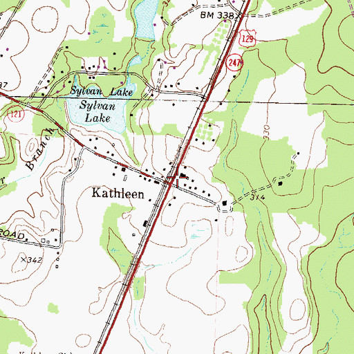 Topographic Map of Kathleen, GA