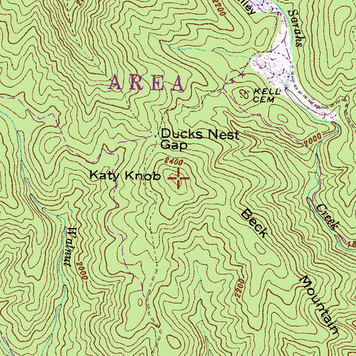 Topographic Map of Katy Knob, GA