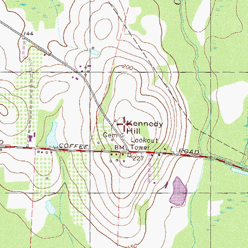 Topographic Map of Kennedy Hill, GA