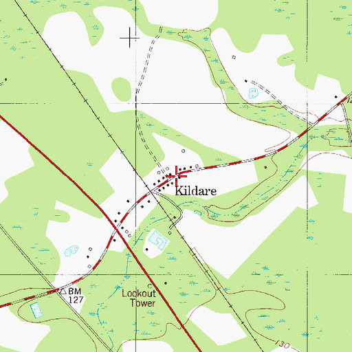 Topographic Map of Kildare, GA