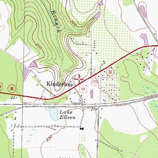 Topographic Map of Kinderlou, GA