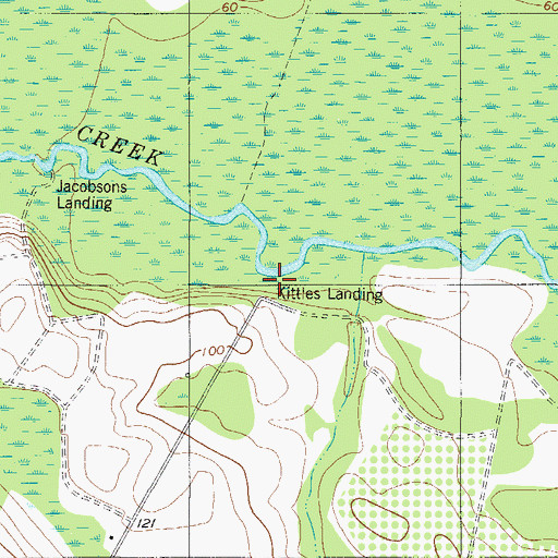 Topographic Map of Kittles Landing, GA