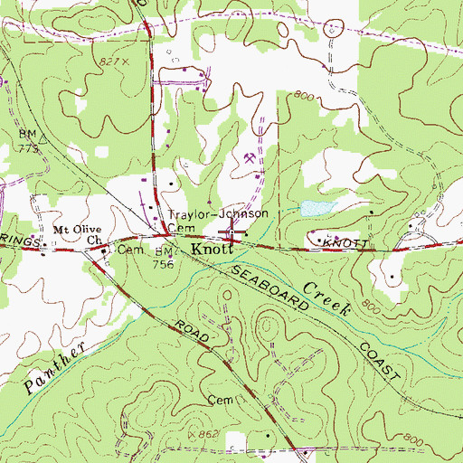 Topographic Map of Knott, GA