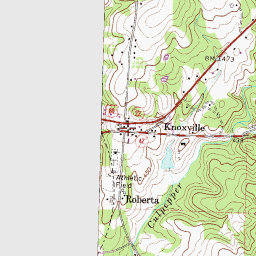 Topographic Map of Knoxville, GA