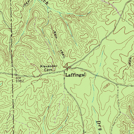 Topographic Map of Laffingal, GA