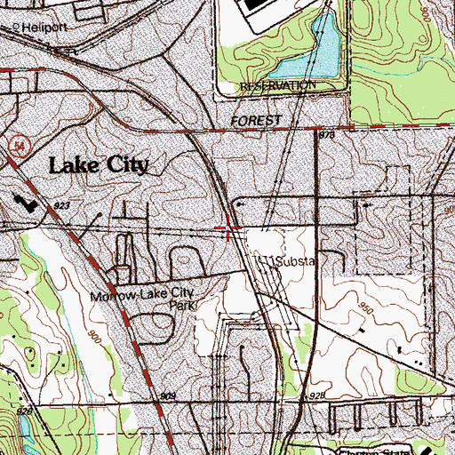 Topographic Map of Lake City, GA