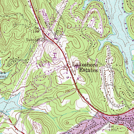 Topographic Map of Lakeshore Estates, GA