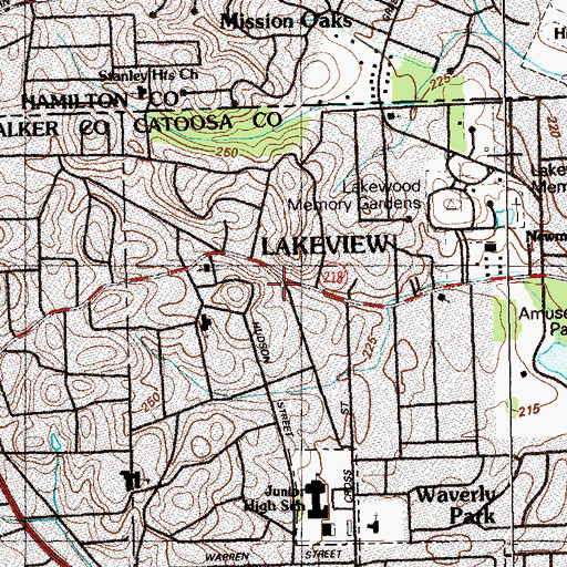 Topographic Map of Lakeview, GA
