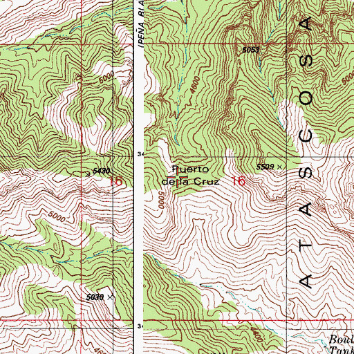 Topographic Map of Puerto de la Cruz, AZ