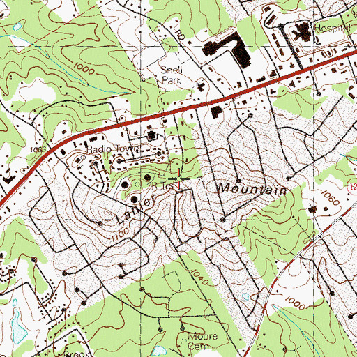 Topographic Map of Lanier Mountain, GA