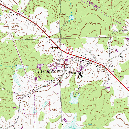 Topographic Map of Lathemtown, GA