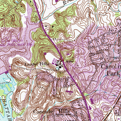 Topographic Map of Laurel Hills, GA