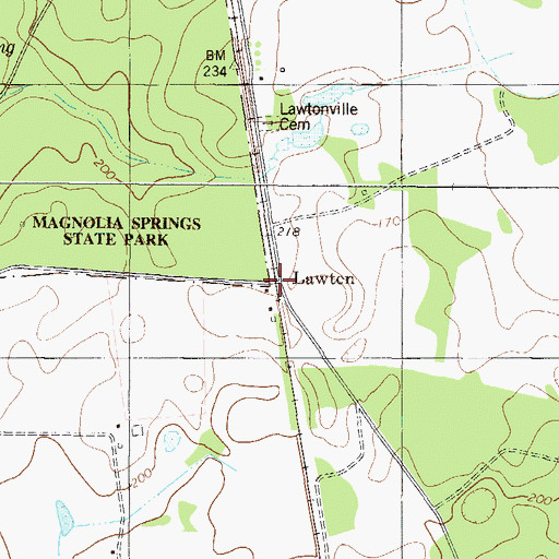 Topographic Map of Lawton, GA