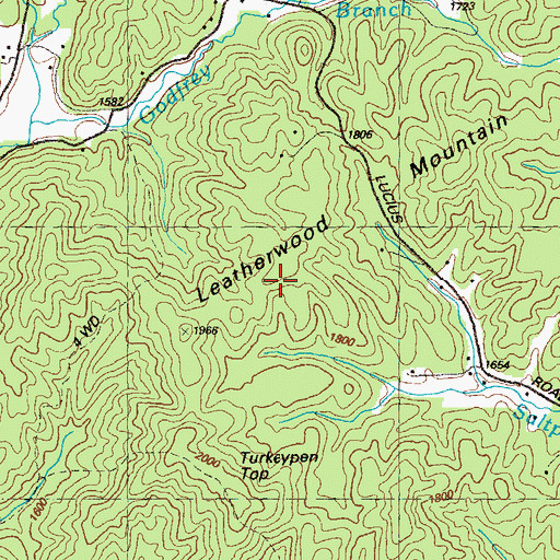 Topographic Map of Leatherwood Mountain, GA