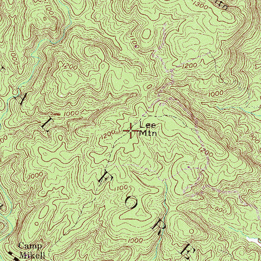 Topographic Map of Lee Mountain, GA
