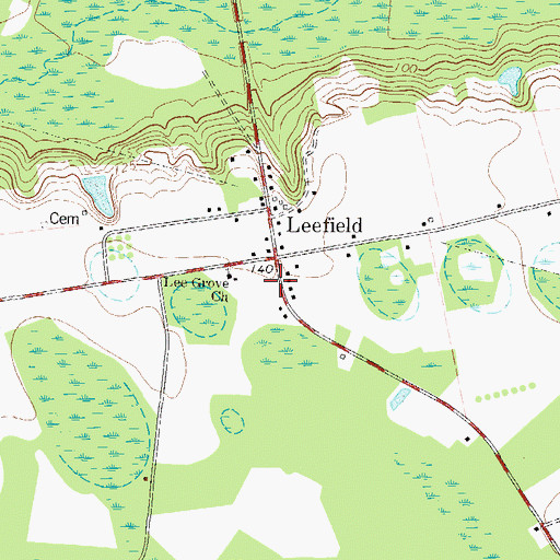 Topographic Map of Leefield, GA