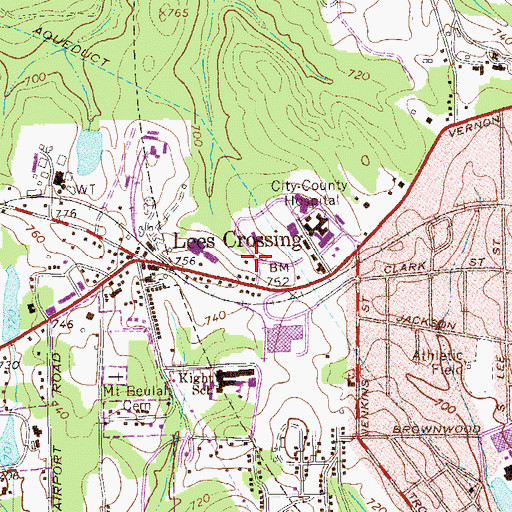 Topographic Map of Lees Crossing, GA