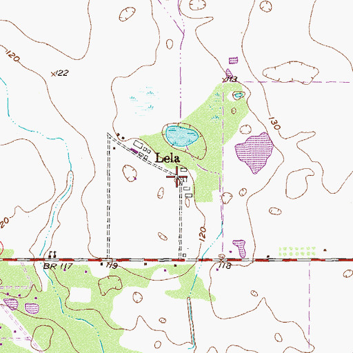 Topographic Map of Lela, GA