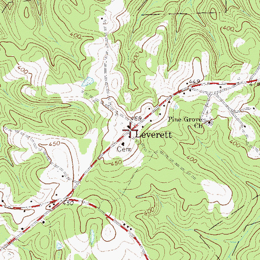 Topographic Map of Leverett, GA