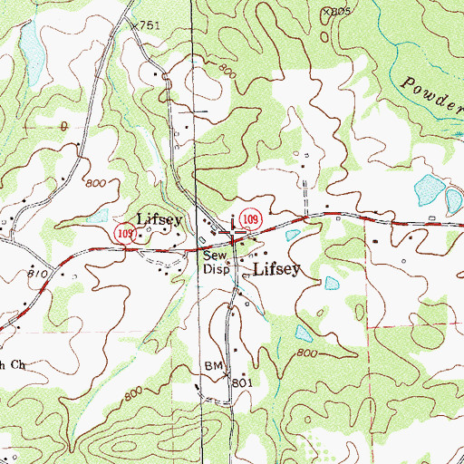 Topographic Map of Lifsey, GA