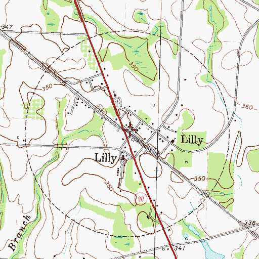 Topographic Map of Lilly, GA