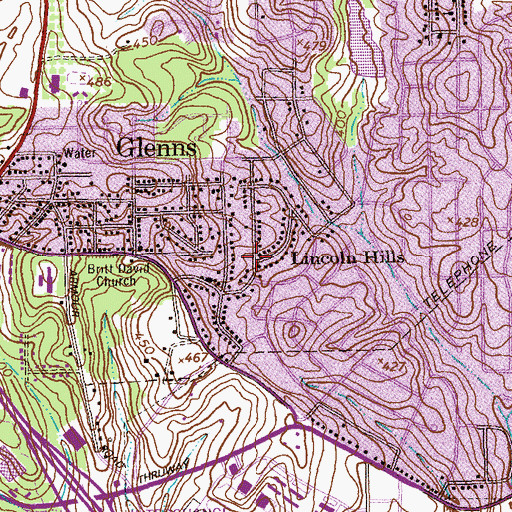 Topographic Map of Lincoln Hills, GA