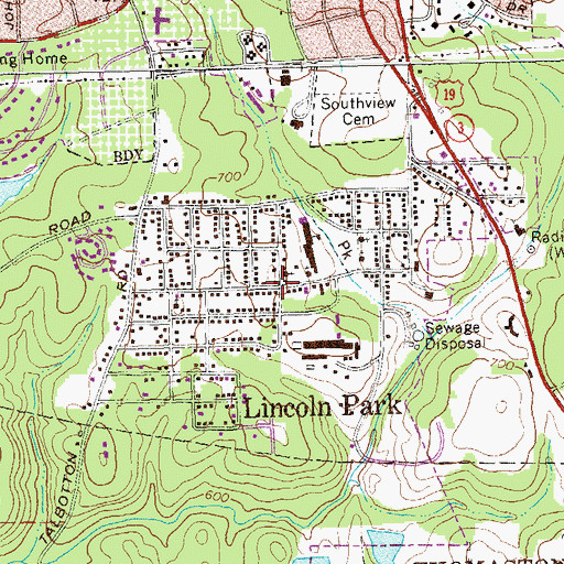Topographic Map of Lincoln Park, GA