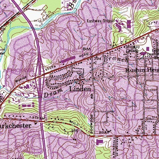 Topographic Map of Linden, GA