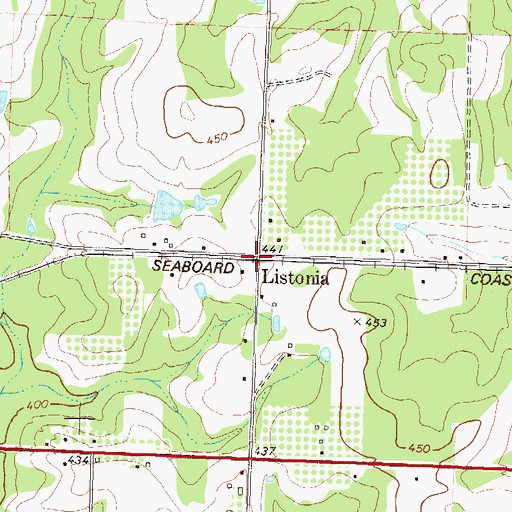 Topographic Map of Listonia, GA