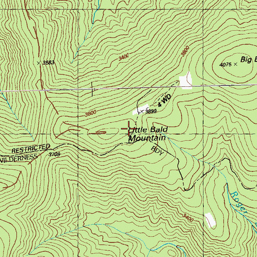 Topographic Map of Little Bald Mountain, GA