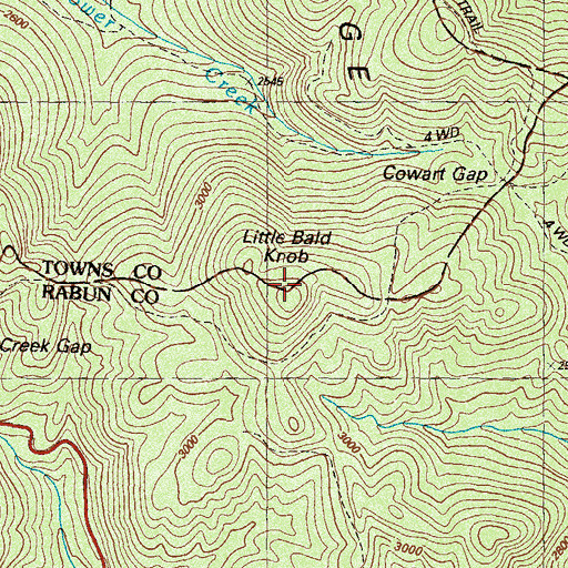 Topographic Map of Little Bald Knob, GA