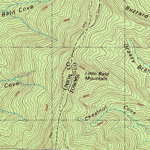 Topographic Map of Little Bald Mountain, GA