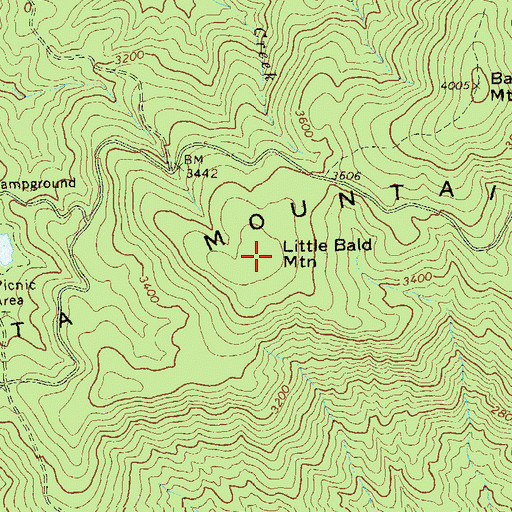 Topographic Map of Little Bald Mountain, GA