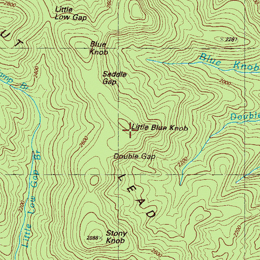 Topographic Map of Little Blue Knob, GA