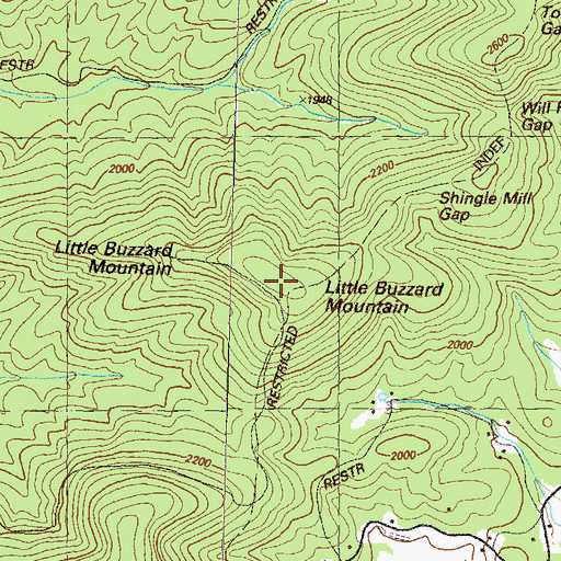 Topographic Map of Little Buzzard Mountain, GA