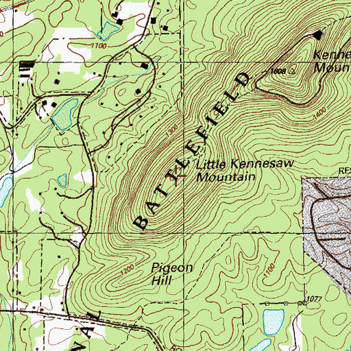 Topographic Map of Little Kennesaw Mountain, GA