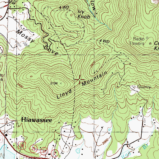 Topographic Map of Lloyd Mountain, GA