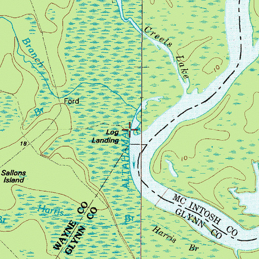 Topographic Map of Log Landing, GA