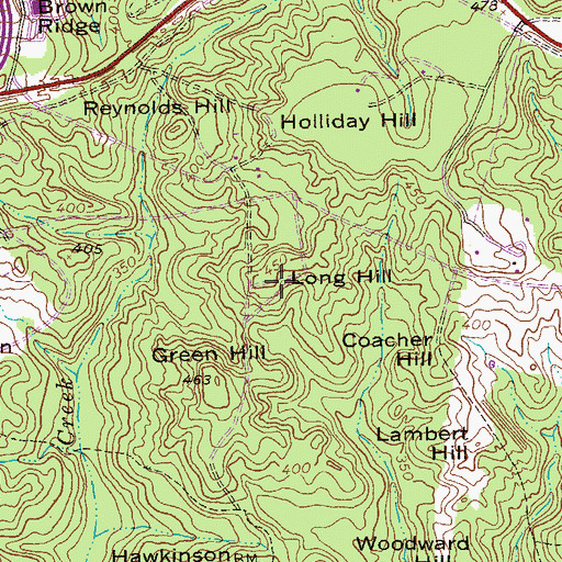 Topographic Map of Long Hill, GA