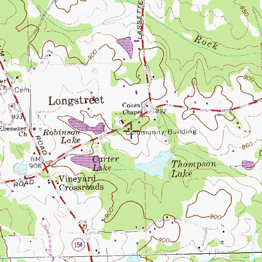 Topographic Map of Longstreet, GA