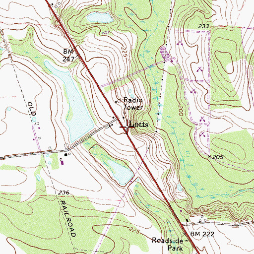 Topographic Map of Lotts, GA