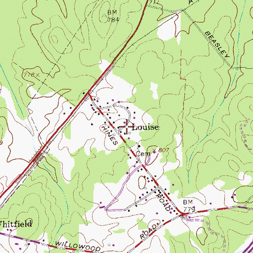 Topographic Map of Louise, GA