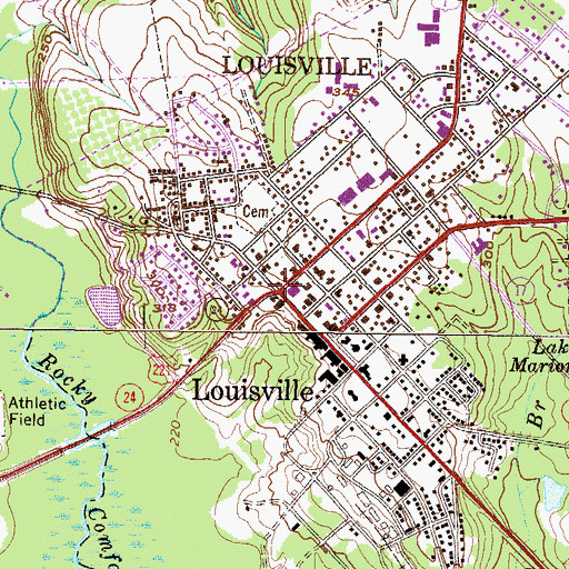 Topographic Map of Louisville, GA