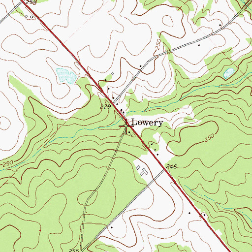 Topographic Map of Lowery, GA