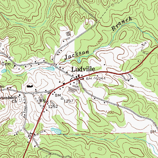 Topographic Map of Ludville, GA