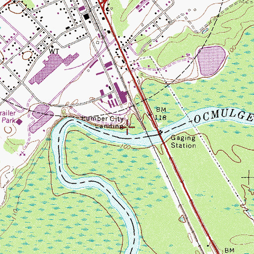 Topographic Map of Lumber City Landing, GA