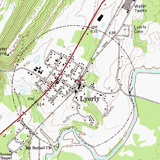 Topographic Map of Lyerly, GA