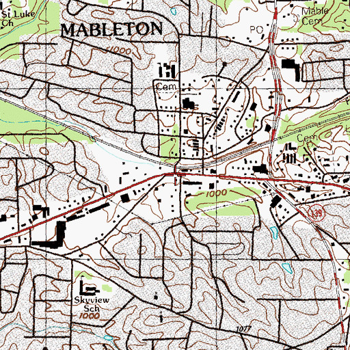 Topographic Map of Mableton, GA