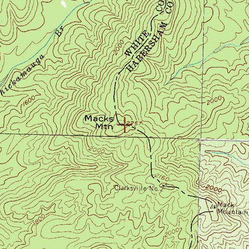 Topographic Map of Macks Mountain, GA