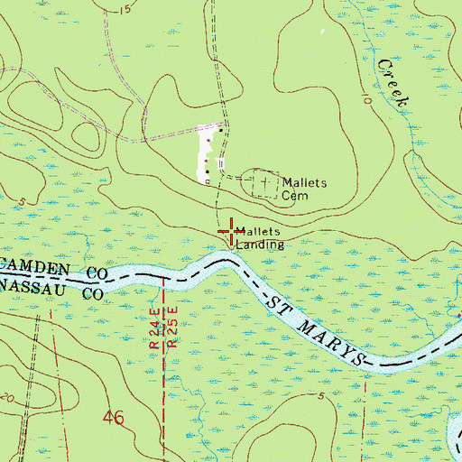 Topographic Map of Mallets Landing, GA